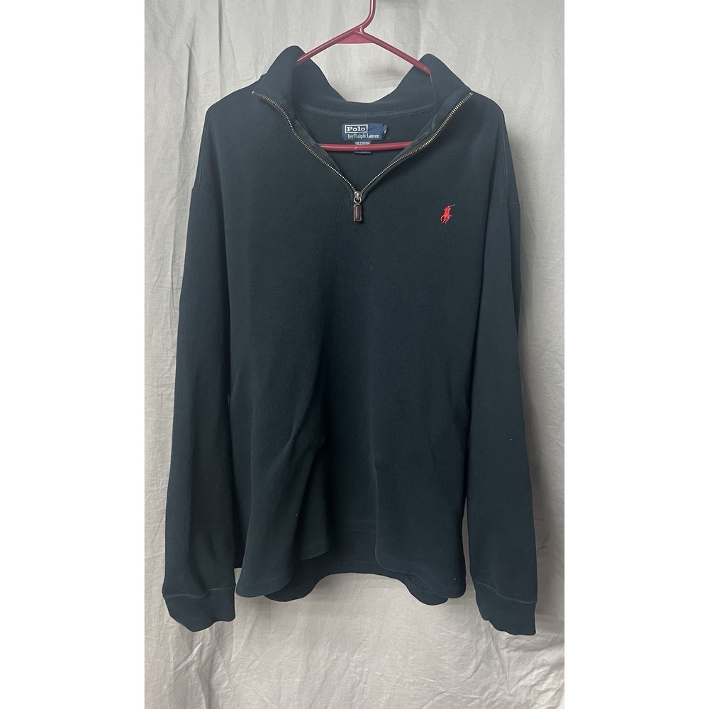 Polo Ralph Lauren Men's Quarter Zip Pullover Sweater Size XL, Black, 100% Cotton